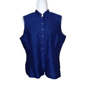 Jones New York Blue Silk Top, Size 16